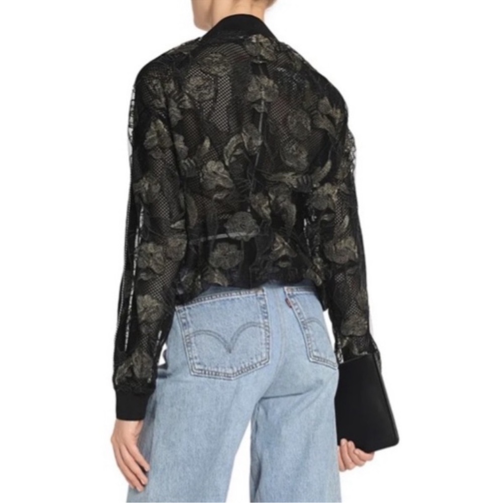 Opening Ceremony Silk Lace Pattern Black Bomber Lightweight Jacket Coat medium